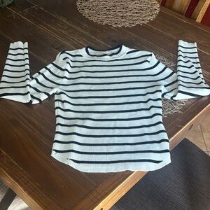 Madden Girl Black & White Striped Ribbed Sweater